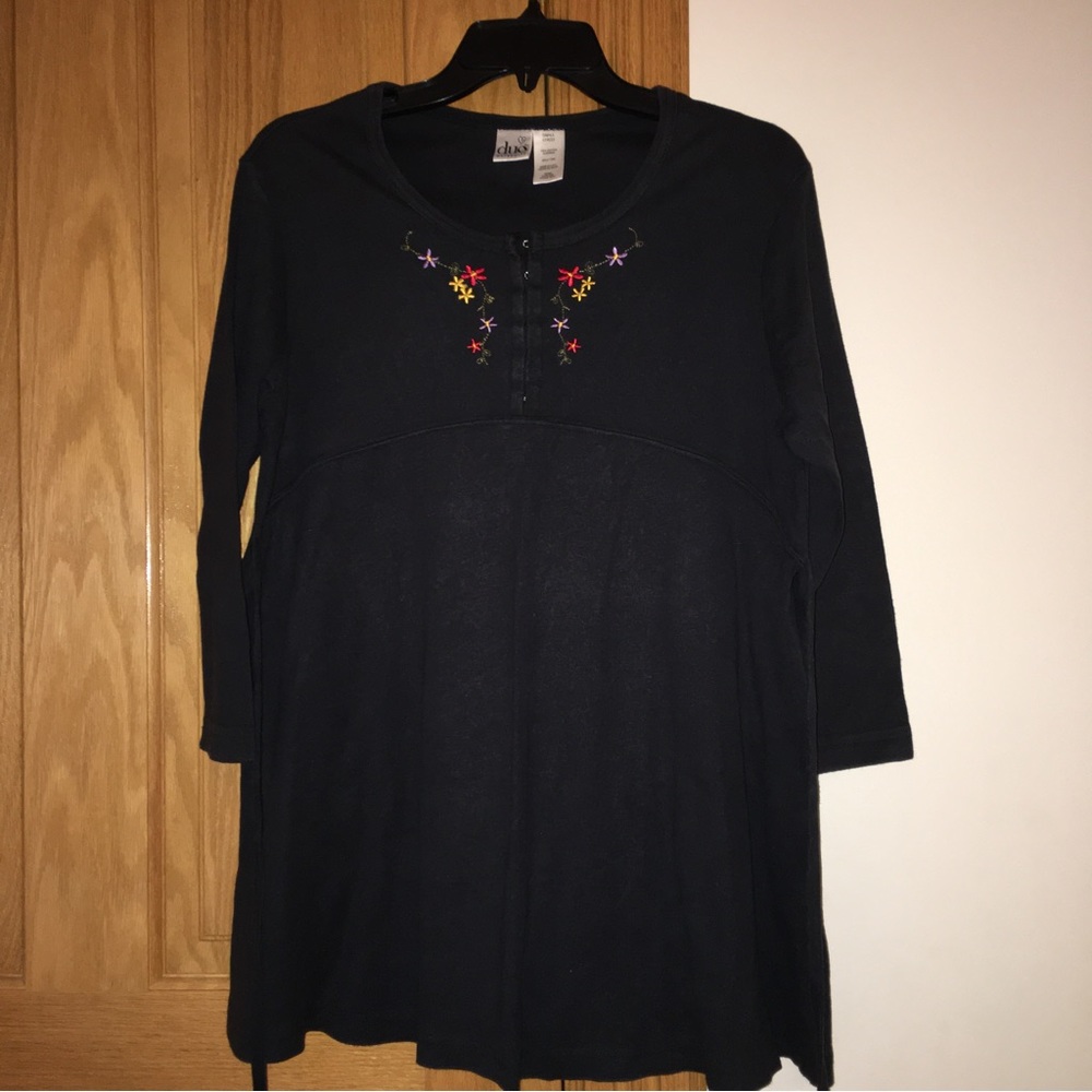 Duo maternity empire waist ties back tunic shirt 3/4 sleeves 100% cotton S